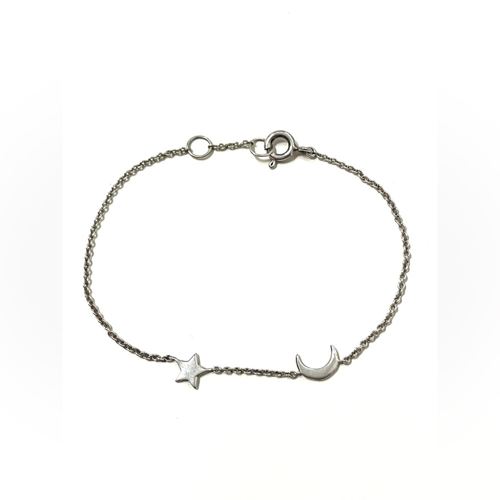 Sterling Silver 925 Moon and Star Bracelet